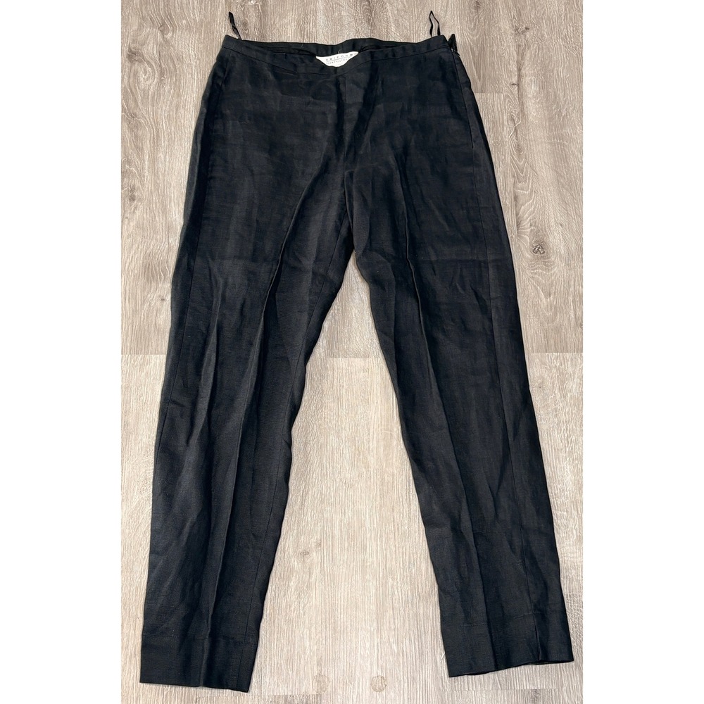 Uniform John Paul Richard Black 100% Linen Straight Leg Trousers Pants Women 8